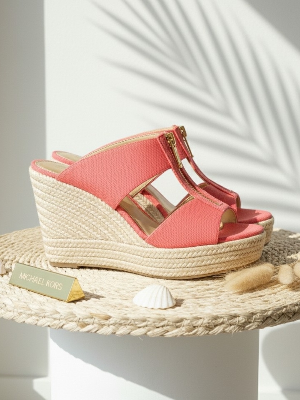 Michael Kors Women's Bradley Canvas Espadrille Wedge Geranium